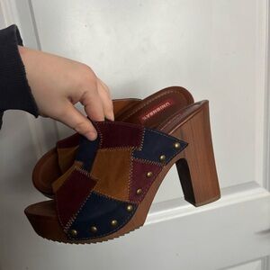 Unionbay Women’s 8 Multicolor Hippie Patchwork Studded Heel Clog Sandals